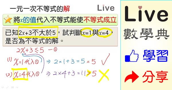 一元一次不等式的解 Live 多媒體數學觀念典online 一元一次不等式的解 Live 多媒體數學觀念典online