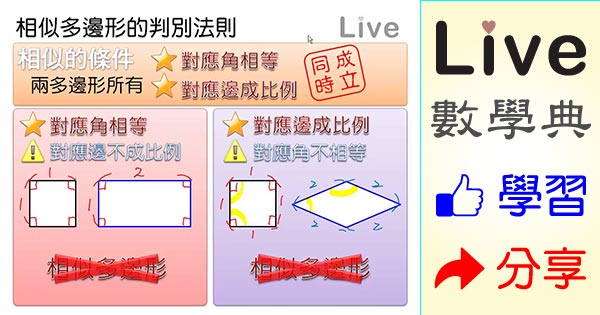 相似多邊形的判別法則 Live 多媒體數學觀念典online